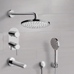 Remer TSH63 Chrome Tub and Shower System With Rain Shower Head and Hand Shower